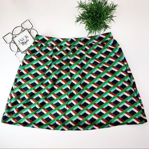 J. Crew Silk Geometric Print A-Line Skirt